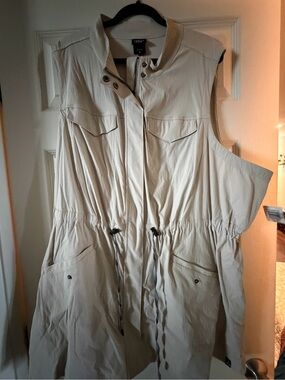 Cuddl Duds Sleeveless Drawstring Utility Vest - Light Beige